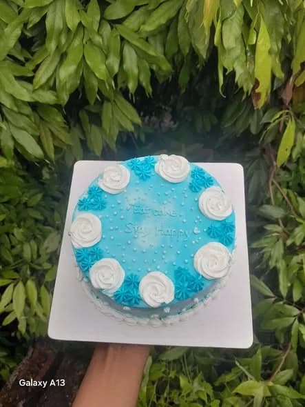 ভ্যানিলা স্পঞ্জ কেক – ব্লু ও হোয়াইট রোজেট স্টার