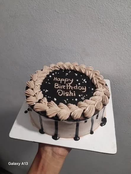 চকলেট স্পঞ্জ কেক – গানাশ ও মোকা শেল বর্ডার