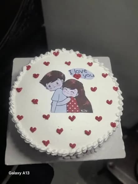 ভ্যানিলা স্পঞ্জ কেক – কাপল প্রিন্ট ও রেড হার্ট 2