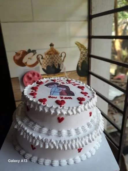 ভ্যানিলা স্পঞ্জ কেক – কাপল প্রিন্ট দুই স্তর 4
