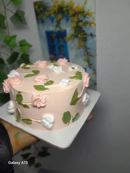 ভ্যানিলা স্পঞ্জ কেক – পিচ পেস্টেল ফ্লোরাল 2