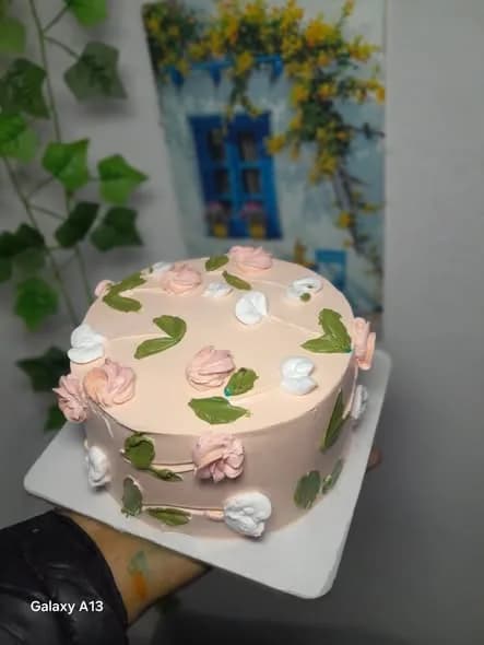 ভ্যানিলা স্পঞ্জ কেক – পিচ পেস্টেল ফ্লোরাল 3