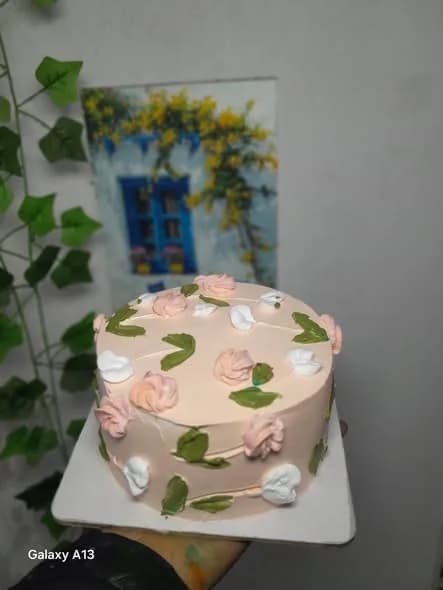 ভ্যানিলা স্পঞ্জ কেক – পিচ পেস্টেল ফ্লোরাল 4