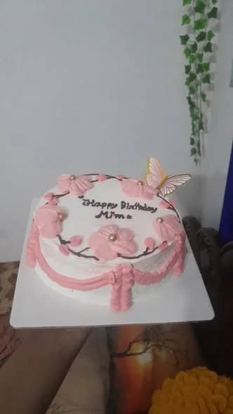 ভ্যানিলা কেক – পিংক ব্লসম ব্রাঞ্চ ও বাটারফ্লাই