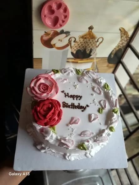 ভ্যানিলা স্পঞ্জ কেক – পিংক রেড বিগ রোজ 3