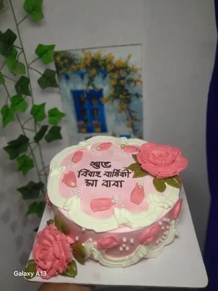 ভ্যানিলা স্পঞ্জ কেক – পিংক রোজ বিবাহবার্ষিকী 2