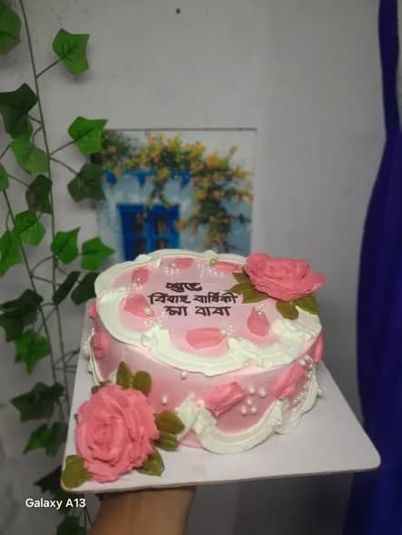 ভ্যানিলা স্পঞ্জ কেক – পিংক রোজ বিবাহবার্ষিকী 3