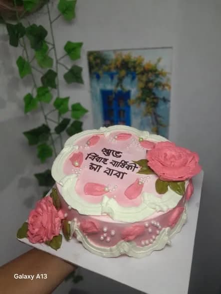 ভ্যানিলা স্পঞ্জ কেক – পিংক রোজ বিবাহবার্ষিকী 4