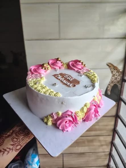 ভ্যানিলা স্পঞ্জ কেক – পিংক রোজেট ঈদ মোবারক 3
