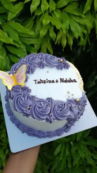 ভ্যানিলা কেক – পার্পল রোজেট ক্রিসেন্ট ও বাটারফ্লাই 2