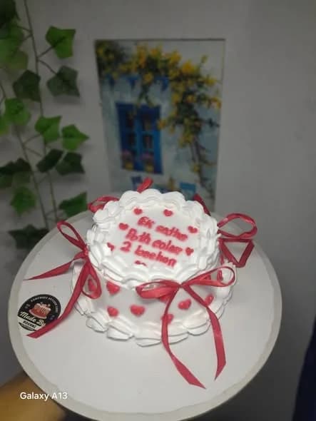 ভ্যানিলা স্পঞ্জ কেক – রেড রিবন বো ও মিনি হার্ট 4