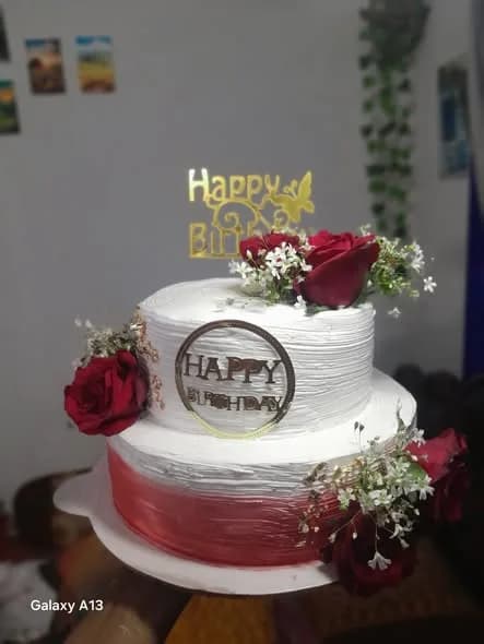 ভ্যানিলা স্পঞ্জ কেক – রেড রোজ ওমব্রে দুই স্তর 3