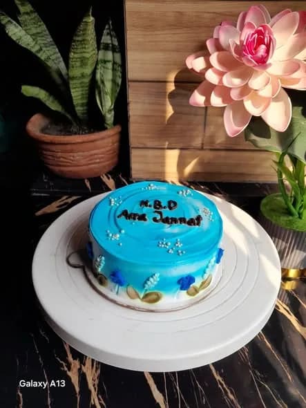 ভ্যানিলা স্পঞ্জ কেক – ব্রাইট ব্লু সিলভার বিডস 4