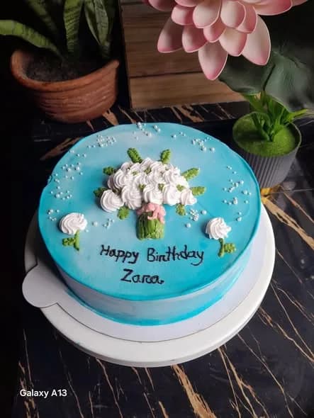 ভ্যানিলা স্পঞ্জ কেক – টার্কোয়েজ হোয়াইট রোজ 4