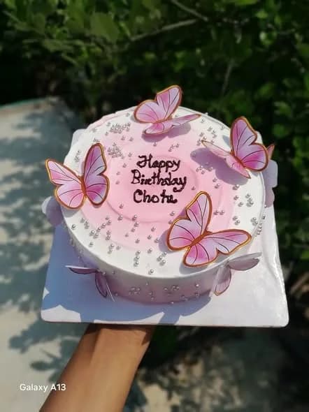 ভ্যানিলা স্পঞ্জ কেক – পিংক বাটারফ্লাই